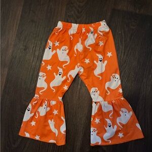 Spooky Orange Ghost Kids Leggings